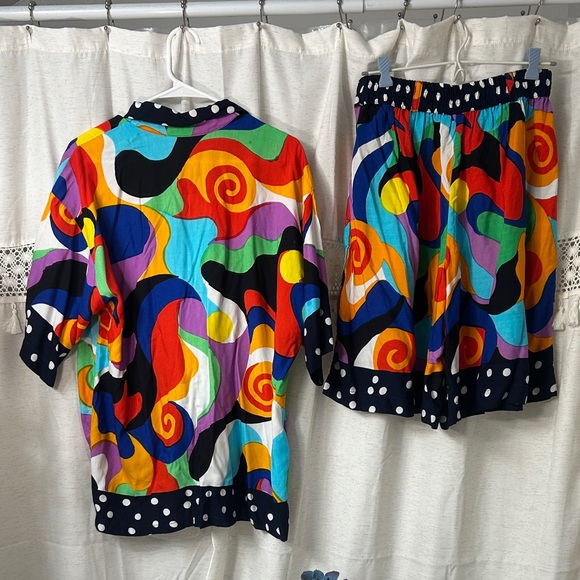 Blue Sky Multicolor Patterned Shirt and short set - Picture 5 of 5